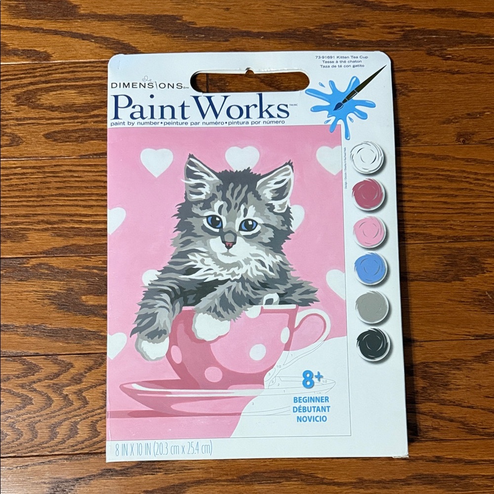 Dimensions Paint Works Kit - Pink and Gray Kitten Art